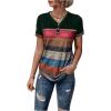 imageFloerns Womens Button Striped Block Color Round Neck Short Sleeve T Shirt Casual TeeGreen Multi