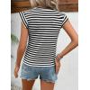 imageFloerns Womens Casual Cap Sleeve Boat Neck Striped Print Slim Fit Tee ShirtBlack and White