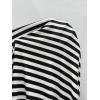 imageFloerns Womens Casual Cap Sleeve Boat Neck Striped Print Slim Fit Tee ShirtBlack and White