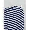imageFloerns Womens Casual Cap Sleeve Boat Neck Striped Print Slim Fit Tee ShirtNavy Blue