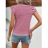 imageFloerns Womens Casual Cap Sleeve Boat Neck Striped Print Slim Fit Tee ShirtRed