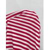 imageFloerns Womens Casual Cap Sleeve Boat Neck Striped Print Slim Fit Tee ShirtRed