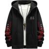 imageFloerns Mens Causal Graphic Print Long Sleeve Zip Up Drawstring Thermal Hoodies Sweatshirt With PocketsBlack Letter