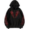 imageFloerns Mens Causal Graphic Print Long Sleeve Zip Up Drawstring Thermal Hoodies Sweatshirt With PocketsBlack and Red