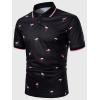 imageFloerns Mens Causal Short Sleeve Polo Shirts Contrast Collar Half Placket TShirtsBlack Flamingo