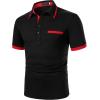 imageFloerns Mens Causal Short Sleeve Polo Shirts Contrast Collar Half Placket TShirtsBlack Red