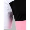 imageFloerns Mens Causal Short Sleeve Polo Shirts Contrast Collar Half Placket TShirtsBlack and Pink