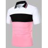 imageFloerns Mens Causal Short Sleeve Polo Shirts Contrast Collar Half Placket TShirtsBlack and Pink