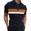 imageFloerns Mens Causal Short Sleeve Polo Shirts Contrast Collar Half Placket TShirtsRoyal Blue Brown