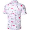 imageFloerns Mens Causal Short Sleeve Polo Shirts Contrast Collar Half Placket TShirtsWhite Flamingo