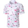 imageFloerns Mens Causal Short Sleeve Polo Shirts Contrast Collar Half Placket TShirtsWhite Flamingo