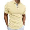 imageFloerns Mens Causal Short Sleeve Polo Shirts Contrast Collar Half Placket TShirtsYellow