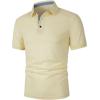 imageFloerns Mens Causal Short Sleeve Polo Shirts Contrast Collar Half Placket TShirtsYellow