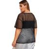imageFloerns Womens Casual Plus Size Fishnet Sheer Mesh Short Sleeve Tee ShirtBlack
