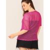 imageFloerns Womens Casual Plus Size Fishnet Sheer Mesh Short Sleeve Tee ShirtHot Pink