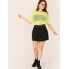 imageFloerns Womens Casual Plus Size Fishnet Sheer Mesh Short Sleeve Tee ShirtNeon Yellow