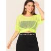 imageFloerns Womens Casual Plus Size Fishnet Sheer Mesh Short Sleeve Tee ShirtNeon Yellow