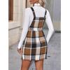 imageFloerns Womens Casual Tartan Print Zip Up Sleeveless Pinafore Overall DressBlack Brown Multi