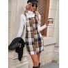 imageFloerns Womens Casual Tartan Print Zip Up Sleeveless Pinafore Overall DressBlack Brown Multi