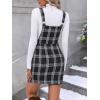 imageFloerns Womens Casual Tartan Print Zip Up Sleeveless Pinafore Overall DressBlack Ink White