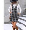 imageFloerns Womens Casual Tartan Print Zip Up Sleeveless Pinafore Overall DressBlack Ink White