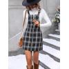 imageFloerns Womens Casual Tartan Print Zip Up Sleeveless Pinafore Overall DressBlack Ink White