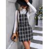 imageFloerns Womens Casual Tartan Print Zip Up Sleeveless Pinafore Overall DressBlack Ink White
