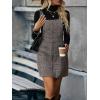 imageFloerns Womens Casual Tartan Print Zip Up Sleeveless Pinafore Overall DressBrown