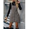 imageFloerns Womens Casual Tartan Print Zip Up Sleeveless Pinafore Overall DressBrown