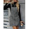 imageFloerns Womens Casual Tartan Print Zip Up Sleeveless Pinafore Overall DressGrey