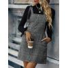 imageFloerns Womens Casual Tartan Print Zip Up Sleeveless Pinafore Overall DressGrey