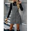 imageFloerns Womens Casual Tartan Print Zip Up Sleeveless Pinafore Overall DressGrey