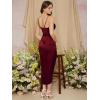 imageFloerns Womens Plus Size Satin Spaghetti Strap Cowl Neck Wrap Party Cami DressBurgundyb