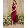 imageFloerns Womens Plus Size Satin Spaghetti Strap Cowl Neck Wrap Party Cami DressBurgundyb