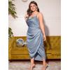 imageFloerns Womens Plus Size Satin Spaghetti Strap Cowl Neck Wrap Party Cami DressDusty Blue