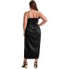 imageFloerns Womens Plus Size Satin Spaghetti Strap Cowl Neck Wrap Party Cami DressJacquard Black