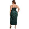 imageFloerns Womens Plus Size Satin Spaghetti Strap Cowl Neck Wrap Party Cami DressJacquard Green