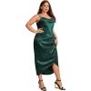 imageFloerns Womens Plus Size Satin Spaghetti Strap Cowl Neck Wrap Party Cami DressJacquard Green