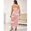 imageFloerns Womens Plus Size Satin Spaghetti Strap Cowl Neck Wrap Party Cami DressJacquard Pink