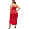 imageFloerns Womens Plus Size Satin Spaghetti Strap Cowl Neck Wrap Party Cami DressJacquard Red
