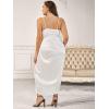 imageFloerns Womens Plus Size Satin Spaghetti Strap Cowl Neck Wrap Party Cami DressJacquard White