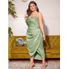 imageFloerns Womens Plus Size Satin Spaghetti Strap Cowl Neck Wrap Party Cami DressMint Green