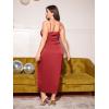 imageFloerns Womens Plus Size Satin Spaghetti Strap Cowl Neck Wrap Party Cami DressRed