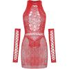 imageFloerns Womens Sheer Mesh Sleeveless Babydoll Slip Lingerie NightgownAurora Red