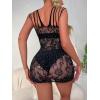 imageFloerns Womens Sheer Mesh Sleeveless Babydoll Slip Lingerie NightgownBlack Cut Out