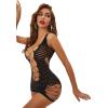 imageFloerns Womens Sheer Mesh Sleeveless Babydoll Slip Lingerie NightgownBlack Fishnet Mesh