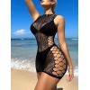 imageFloerns Womens Sheer Mesh Sleeveless Babydoll Slip Lingerie NightgownBlack High Neck