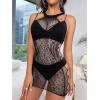 imageFloerns Womens Sheer Mesh Sleeveless Babydoll Slip Lingerie NightgownBlack Ink Leopard
