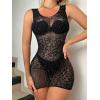 imageFloerns Womens Sheer Mesh Sleeveless Babydoll Slip Lingerie NightgownBlack Leopard