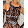 imageFloerns Womens Sheer Mesh Sleeveless Babydoll Slip Lingerie NightgownBlack Oil Sheer